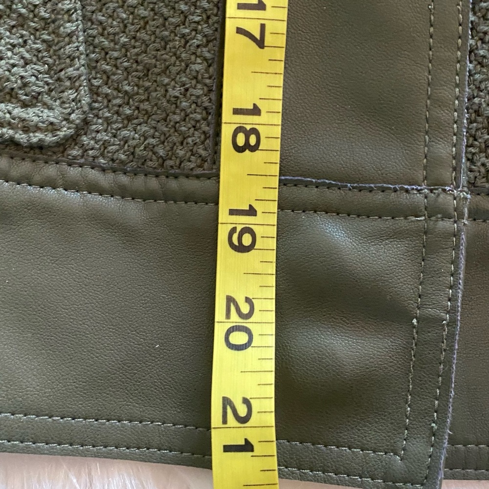 Who What Wear Olive Green sweater /  faux leather jacket - Picture 7 of 7